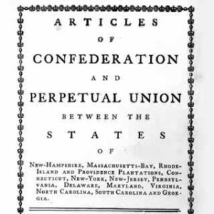 Voorzijde van de "articles of confederation", de basis van de Amerikaanse confederatie - Front des "articles of confederation", la base de la confédération américaine