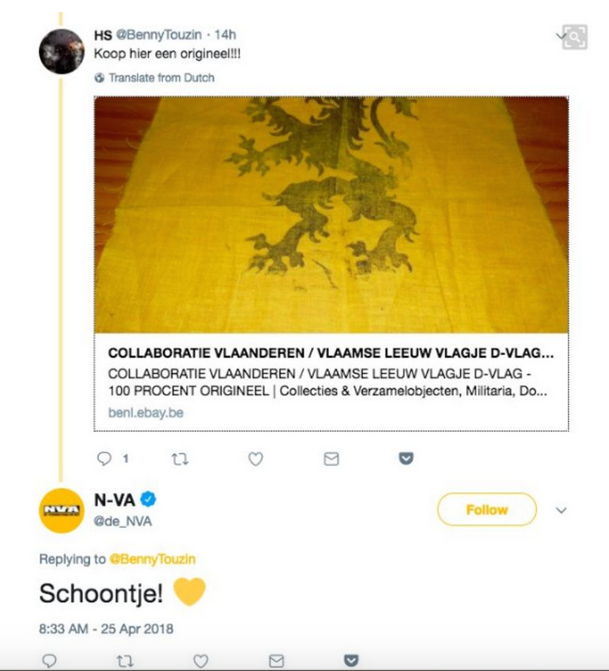 La N-VA recommande le drapeau de collaboration - N-VA prijst collaboratievlag aan (bron-source: twitter)